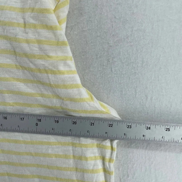 Talbots Blouse Top Women 2X Yellow White Stripe Round Neck Pullover Short Sleeve - Picture 3 of 9